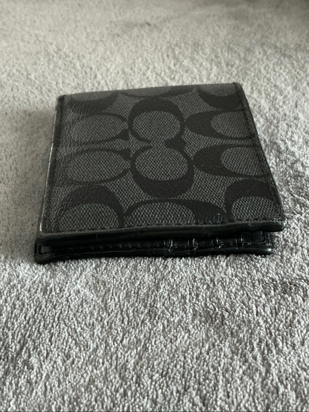 Men's Coach Black Monogram Bi-Fold Wallet, Black